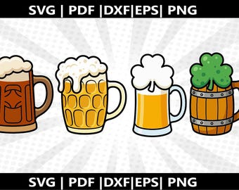 Beer mug with clover leaf foam SVG |  St Patrick day Cricut & Silhouette Cut Files (Digital Download)