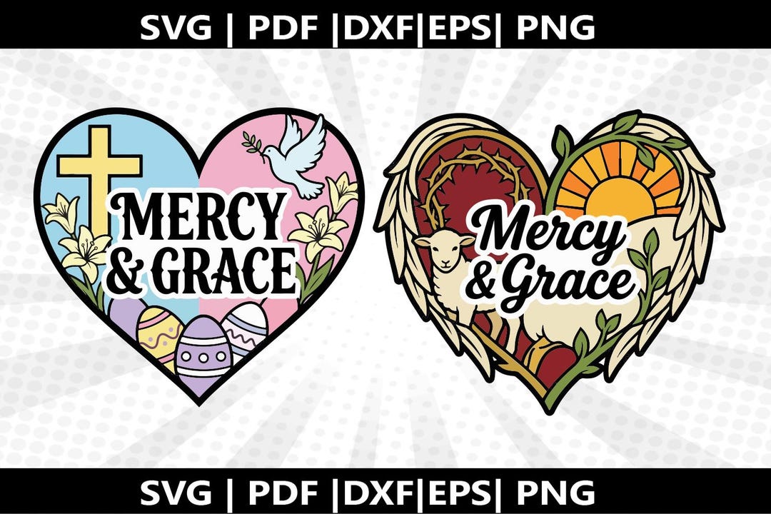 Mercy Cut Out Mercy Grace Easter Heart SVG Bundle | Easter Cricut & Silhouette Cut ...