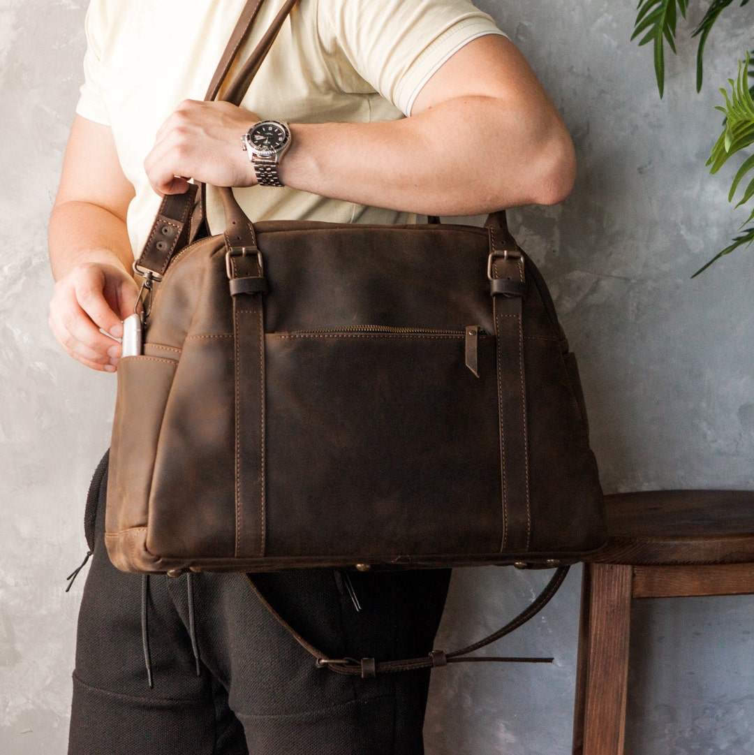 Brown Leather Bag for Men Leather Bucket Bag Chic Camera Etsy