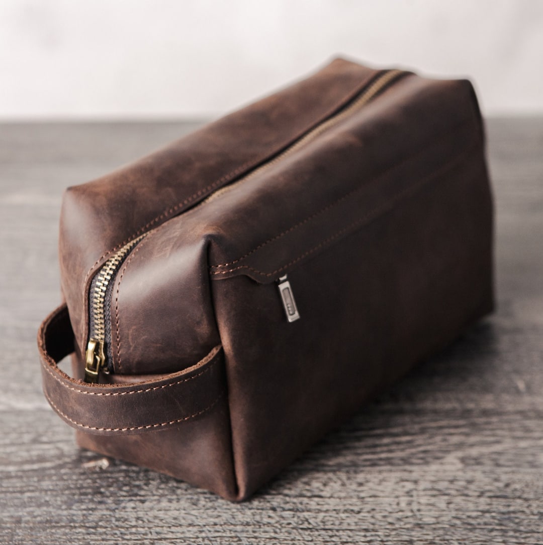 Men's Leather Wash Bag, Leather Toilet Bag, Make-up Organizer, Leather Toiletry Bag, Cosmetic ...