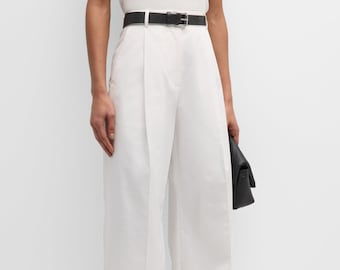 Pantalon en coton blanc sur mesure pour femme | Pantalons habillés business