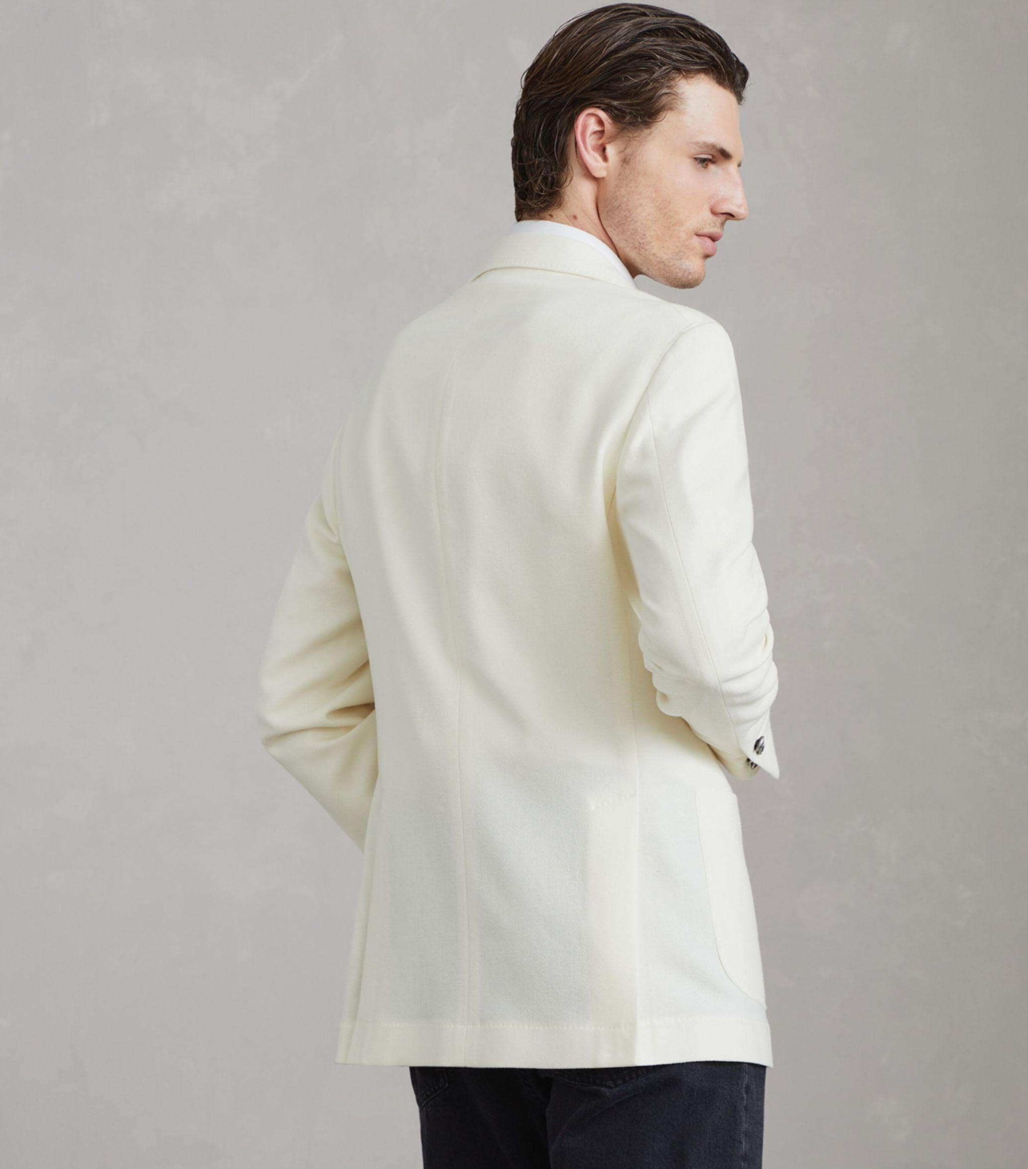 メンズ オフホワイト ダブルブレスト ブレザースーツ