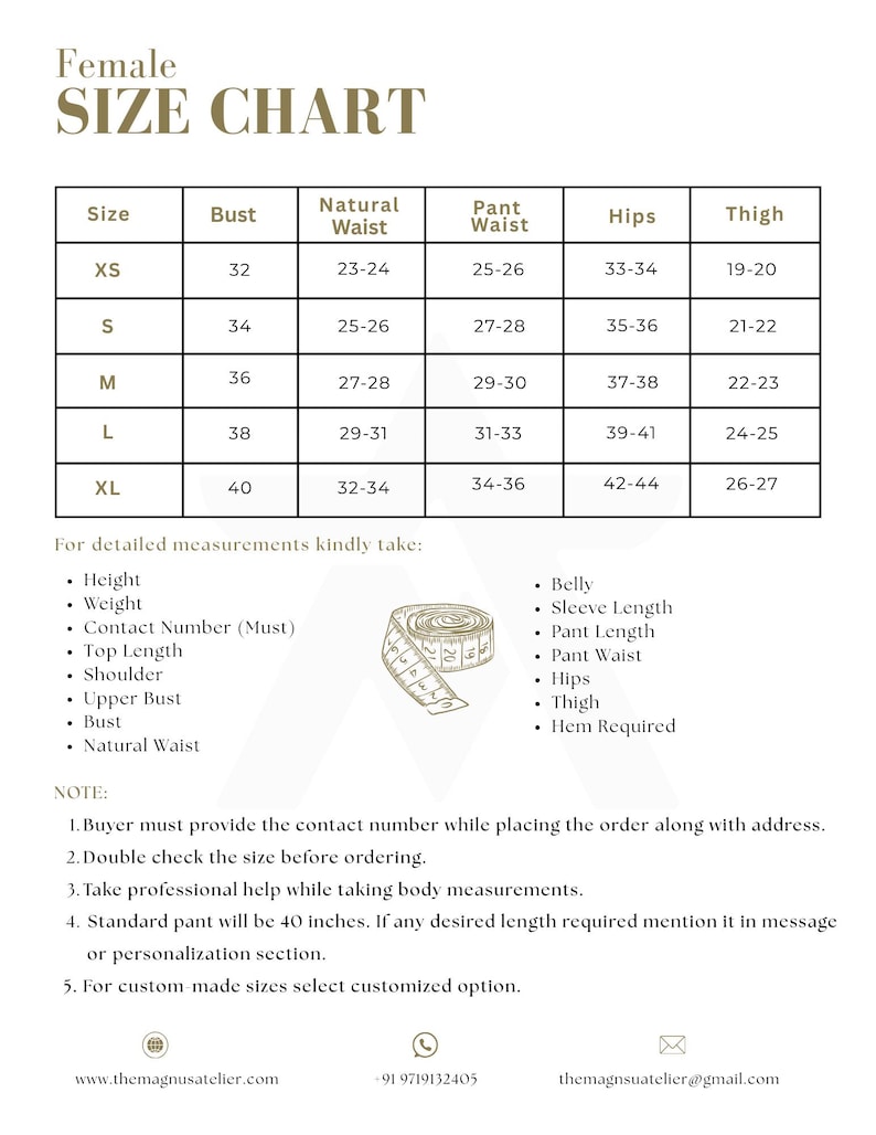 female size guide chart