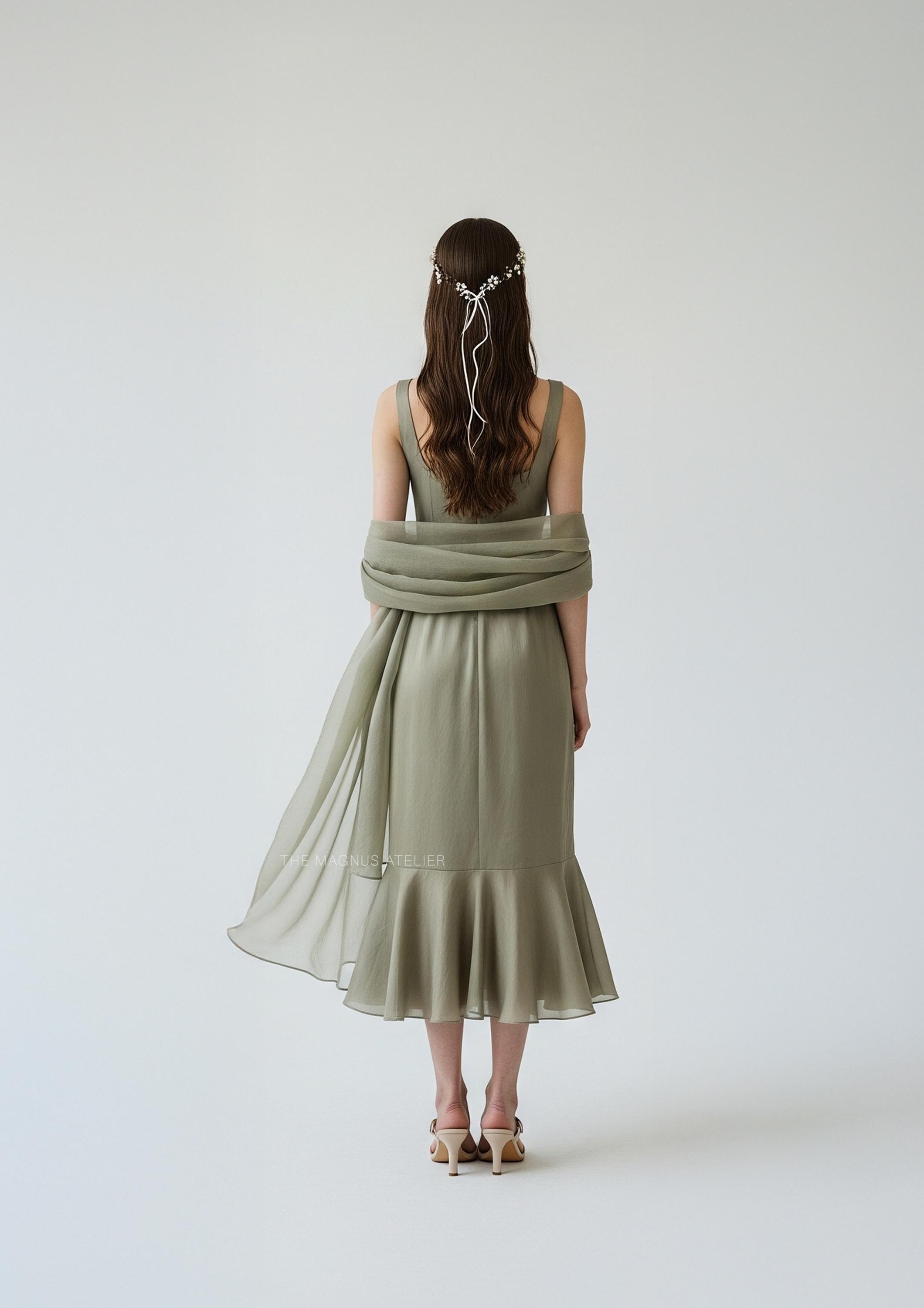 sage green organza dress Andrea and Leo A1418 Light Green Prom Ball Gown Sage / 14