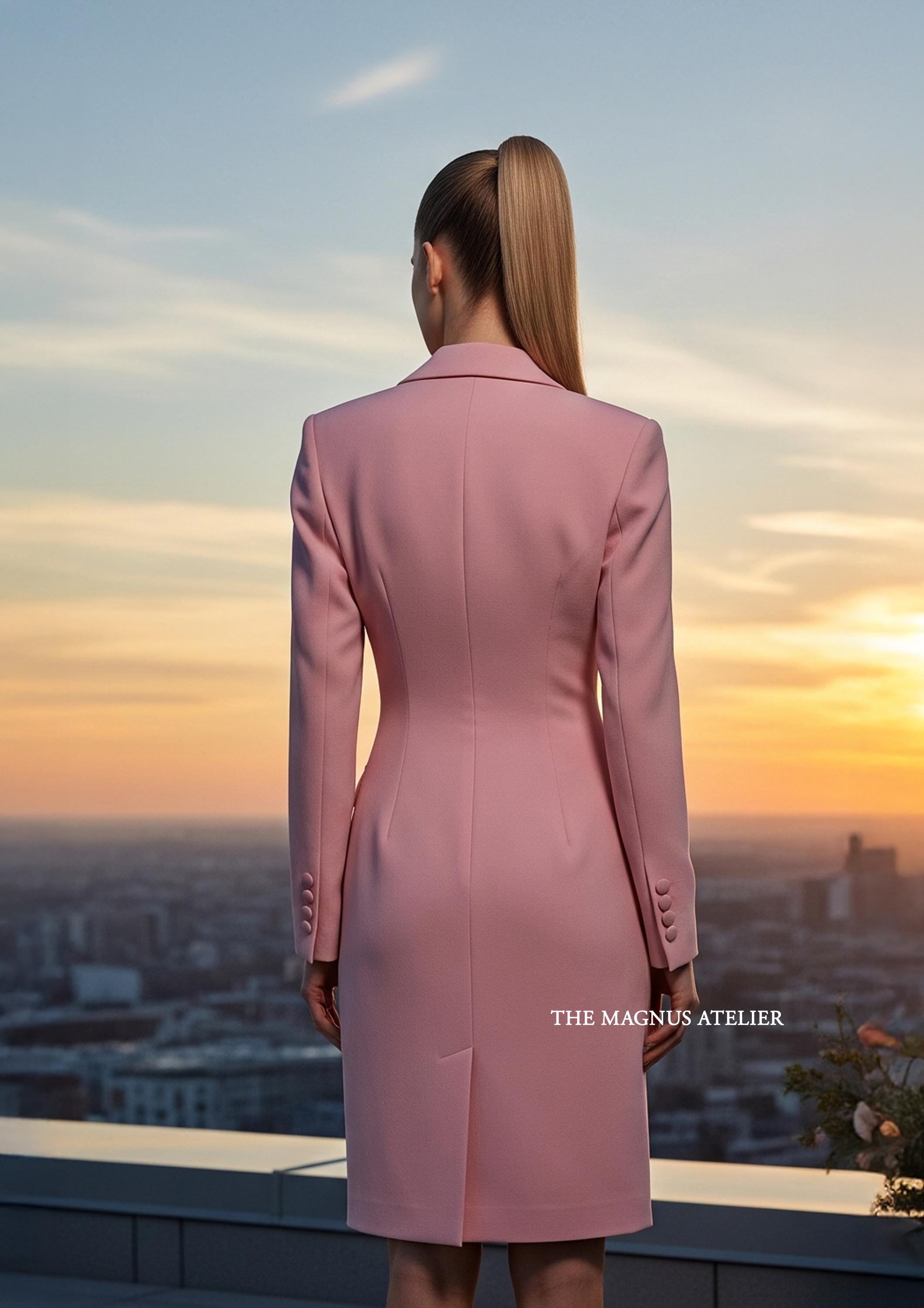 pink blazer dress Topshop Light Slouchy Longline inspired design offers a chic and polished look Luxe Stain Breasted Asymmetric Blazer