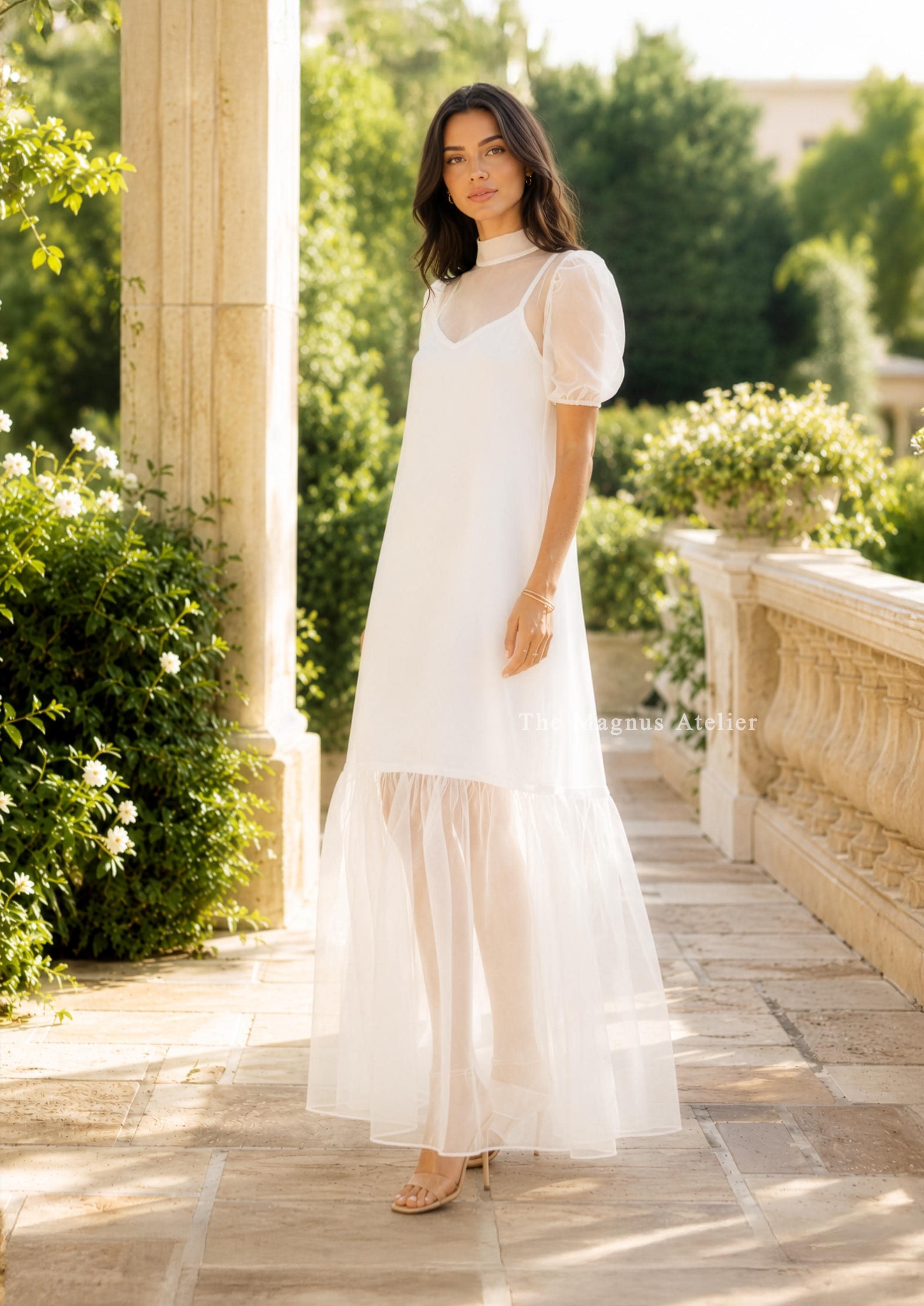 white organza dress Buy Reiss Ivory Ellenora 13-14 yrs Ruffle-Detail from Next USA This overlay silhouette features a sleeveless design and a gentle scoop neck Cecilie Bahnsen White Dress -