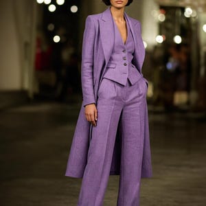 dressy women's pantsuit set in lavender shade