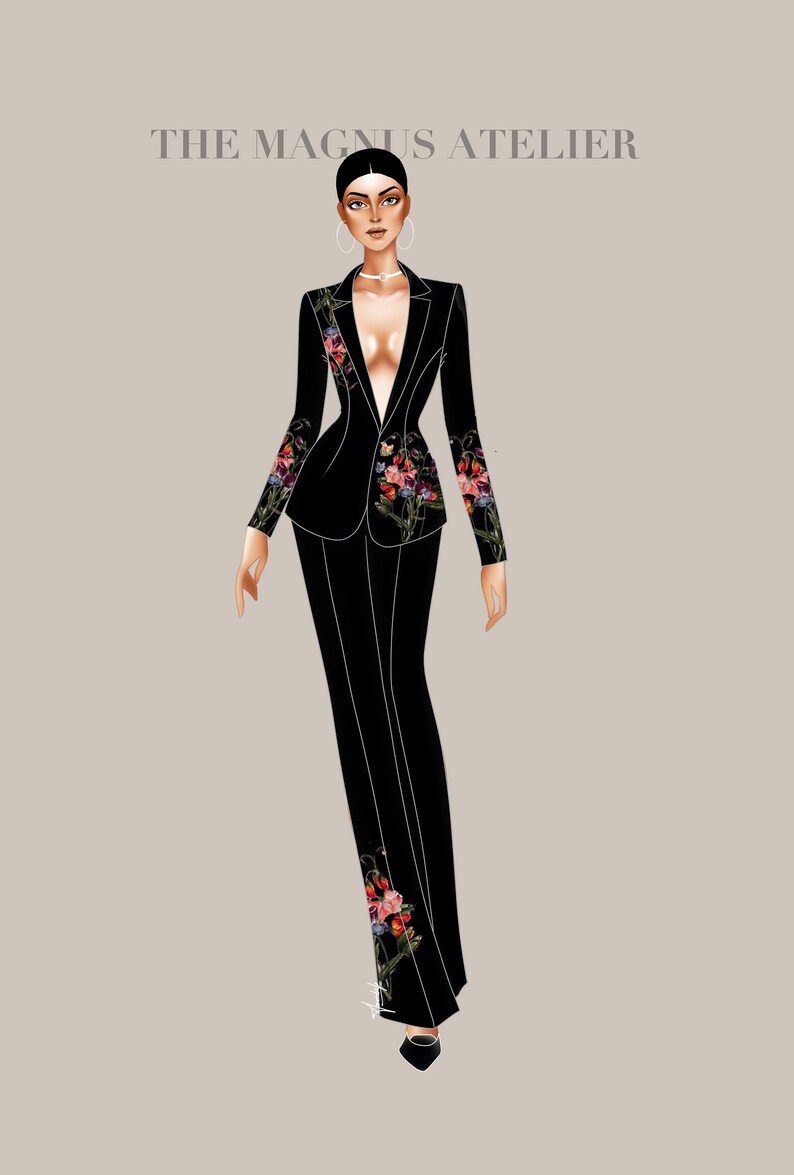 Floral Embroidered Suit