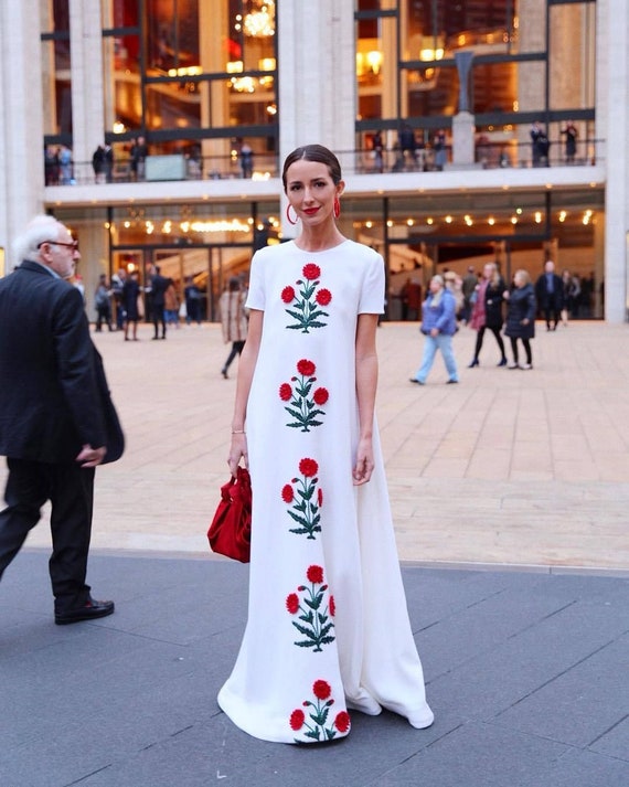 red floral embroidered dress Stella Red Embroidered Midi Dress