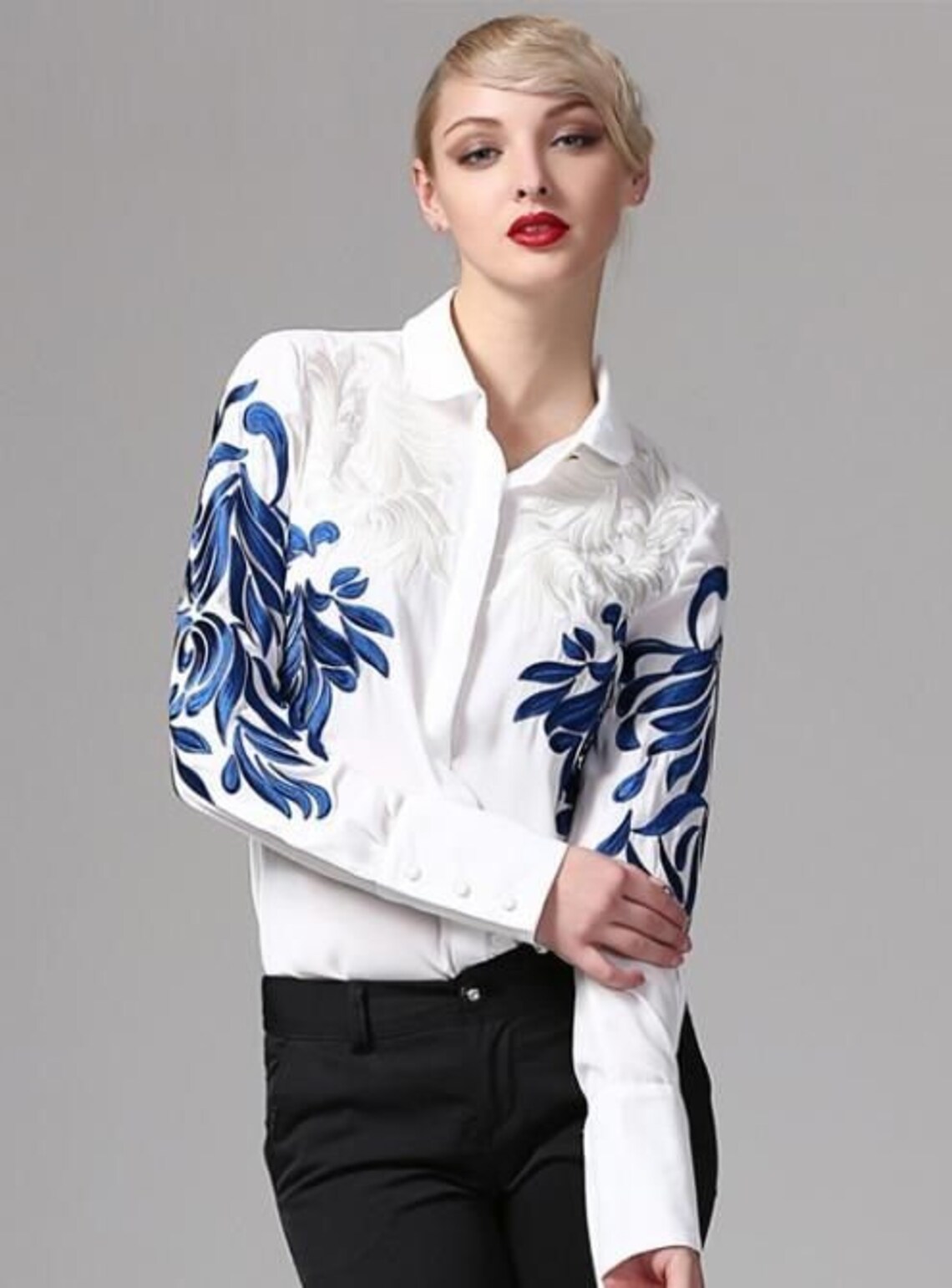 Layla Embroidered Cotton Poplin Shirt main image 1