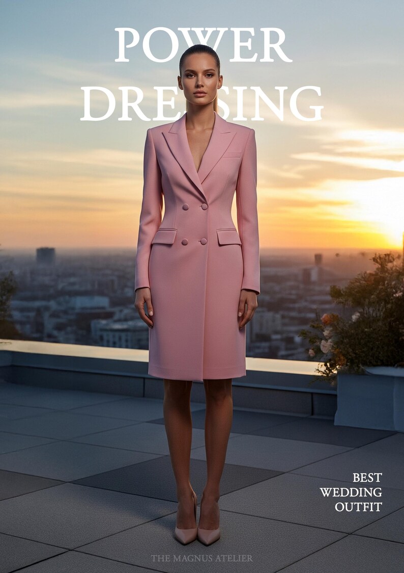 Pink Blazer Dress: Double-breasted Coat, Custom Tailored Formal Wear - Etsy