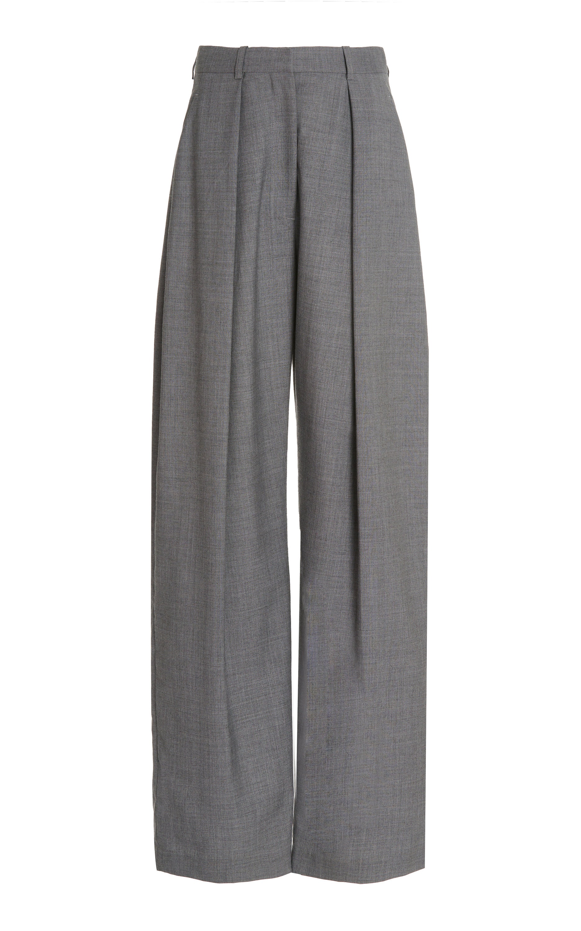 Grey Wide-leg Pleated Trousers: Elegant High-waist Pants for Grey Wide-leg Pleated Trousers: Elegant High-waist Pants for