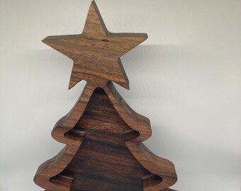 Walnut Wood Christmas Tree Tray: Holiday Charcuterie Centerpiece