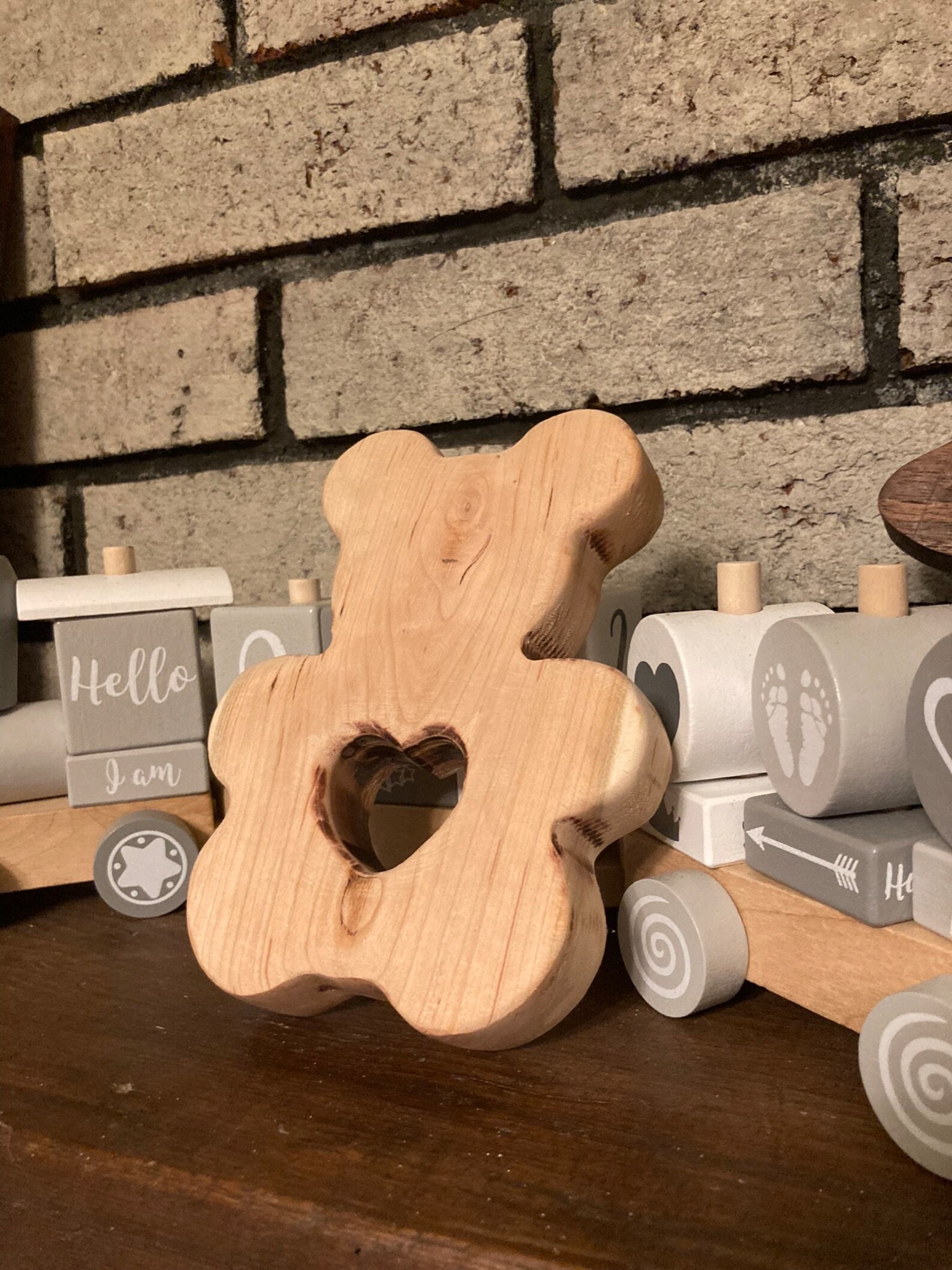 Wooden Bear Toy With Heart, Natural Maple Wood, Baby Gift, Nursery Decor, Baby Shower Gift - Etsy