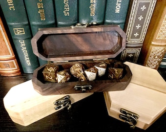 Caja de dados de madera hecha a mano: Bóveda y bandeja para dados de juegos de rol