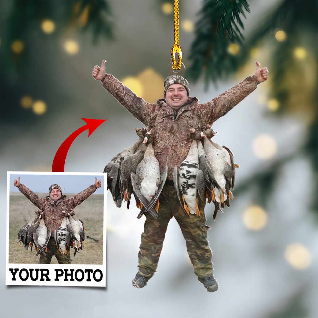 Custom Duck Hunter Photo Ornament, Hunting Photo Ornament, Funny
