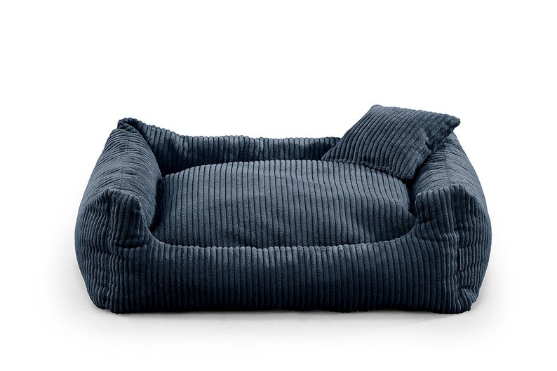 SOFT STRIPE Hundebett-Sofa für Hunde und Haustiere Blau