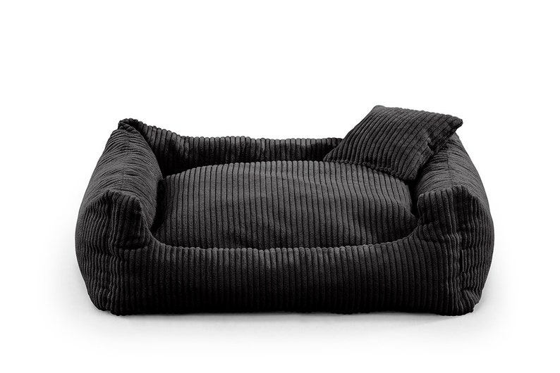 SOFT STRIPE Hundebett-Sofa für Hunde und Haustiere Schwarz