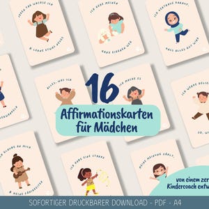 女の子/子供向けのクリエイティブ アファメーション カード - PDF ダウンロード、マインドフルネス、励ましカード - 回復力、成長、自信
