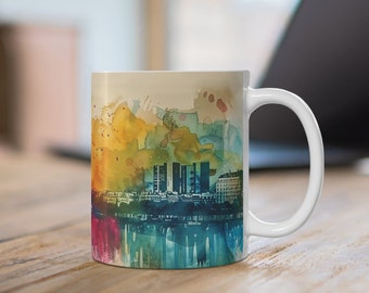 Paris Skyline Coffee Mug - Classic White Ceramic Mug with Enchanting Paris Cityscape | Ideal Gift for Friends, Family, and Colleagues