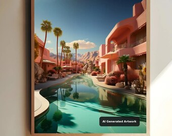 Palm Springs Print | Mid Century Modern Wall Art | Retro Desert Poster | Poolside Print | Fine Art, Matte or Semi-Gloss | Multiple Sizes