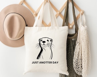 Otter Jute Bag, Otter Cotton Bag, Cotton Jute Bag, Statement Shopper, Shopping Bag, Cute Otter Bag, Sea Otter Gift
