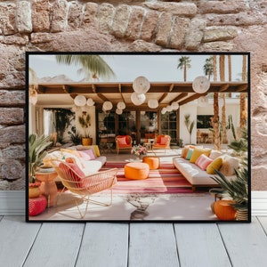 Palm Springs Poster, Vintage Poster California, California Poster, Retro Living Room, 1970s Poster, Palm Springs Mansion, Mid Century Print