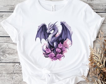 dragon t-shirt, dragon shirt, flower dragon, dragon, dragon t-shirt, fantasy t-shirt, mystical shirt, anime shirt, dragon top