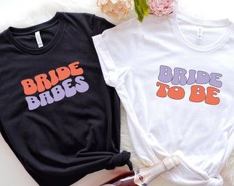 Retro Bride shirt, Bride babes retro tee, bride-to-be retro shirt, Bridal Party Gift, Bride Squad Shirt, Bachelorette tee, Retro Babe shirt