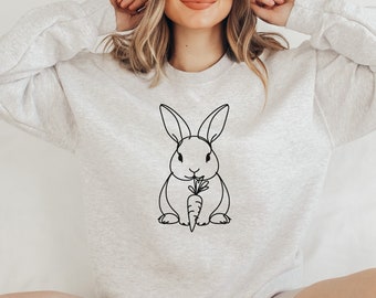 Sweatshirt Ostermotiv, Frohe Ostern Shirt, Ostern Shirt, Minimalistisches Hasen-Design, Osterfest Bekleidung, Easter Lineart Bunny