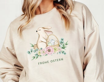 Frohe Ostern Pullover für Damen und Herren, Osterhase Motiv Sweatshirt, Ostergeschenk, Frühlingsmode, Bequemer Osterfest Pullover