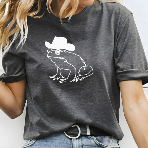 Cowboy Frog T-Shirt, Funny Western Frog Tee, Quirky Animal Shirt, Unique Rodeo Amphibian Top, Novelty Country Music Apparel, Animal Lovers