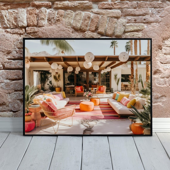 Palm Springs Poster, Vintage Poster California, Kalifornien Poster, Retro Living Room, 1970s Poster, Palm Springs Mansion, Mid Century Print