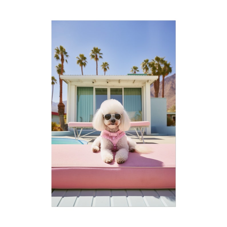 Poodle Print | Funny Dog Poster | Palm Springs Pool Wall Art | Cute Dog in Sunglasses | Fine Art, Matte or Semi-Gloss | Multiple Sizes Bild 8