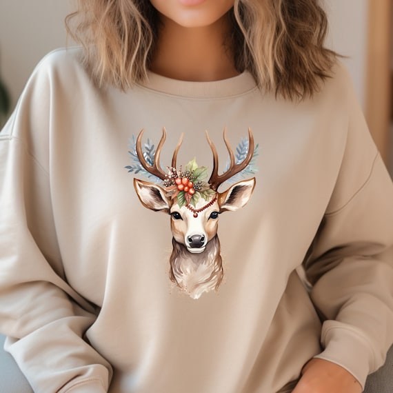 Rentier Hirsch Weihnachtspullover Hirsch Rentier Sweatshirt, Süßes
