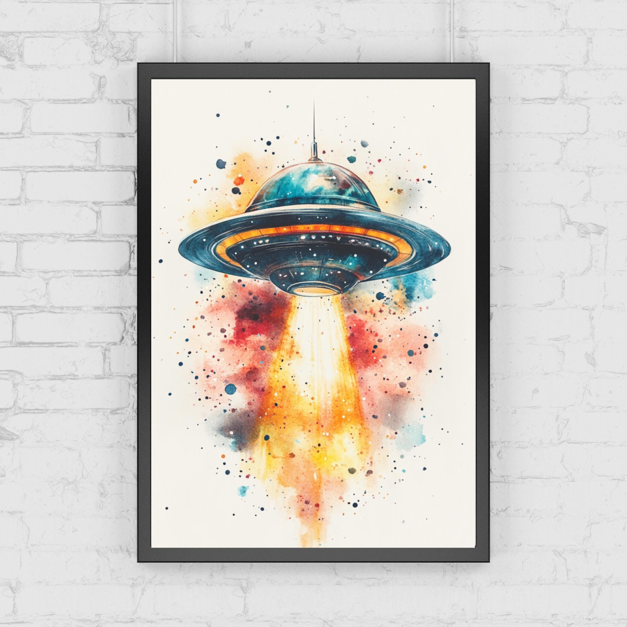 UFO Poster, Kids' Room Poster, Kids' Room Wall Decor, UFO Print, Sci-fi ...