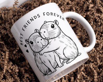 Best Friends Forever Capybara Tasse, Freundschaftsbecher, Capybara Becher, Capybara Freundschaftstasse, Geschenk für Capybara Fans