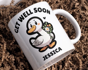 Guérissez bientôt, Guérissez bientôt tasse, guérissez bientôt cadeaux, tasse d’oie, récupération chirurgicale, cadeau pour un ami malade, cadeau de vœux personnalisé