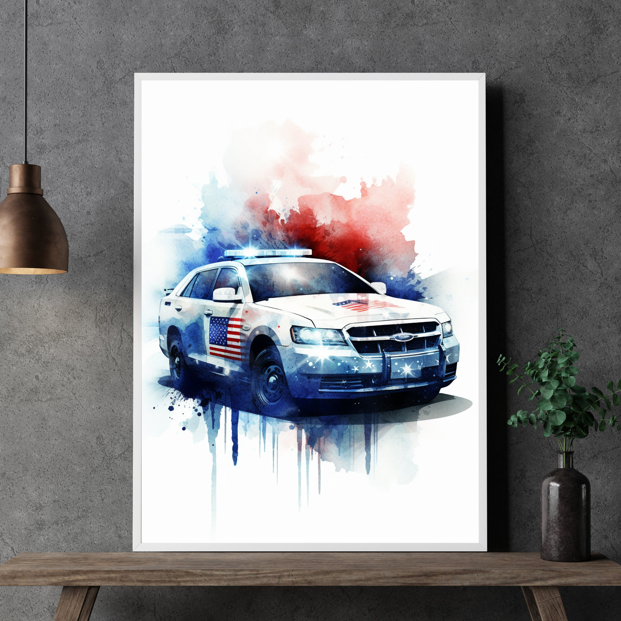 Police Car Watercolor Poster Children s Room Decoration Police Wall police-car-watercolor-poster-children-s-room-decoration-police-wall