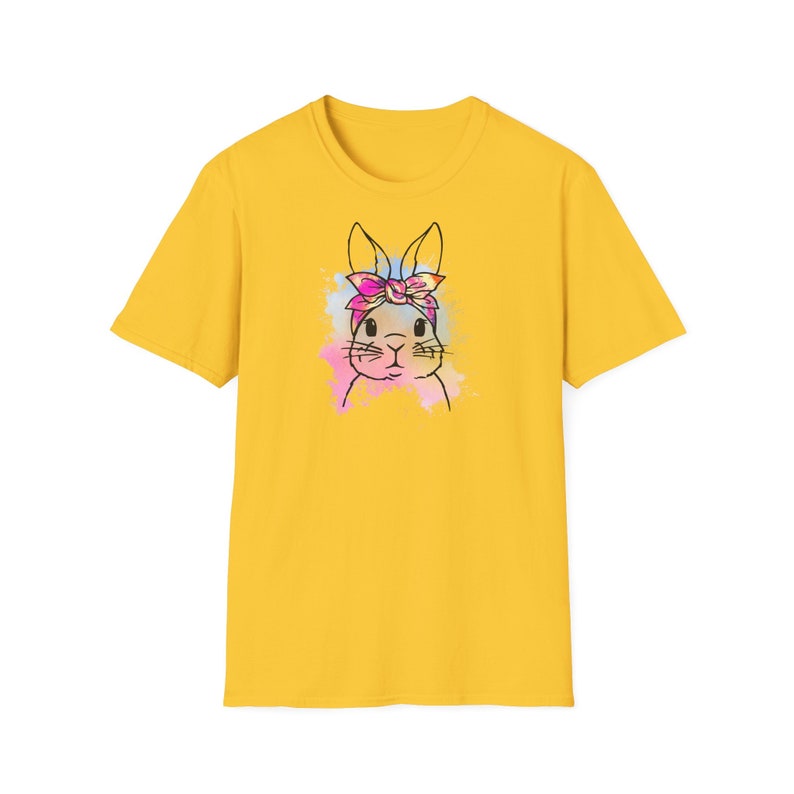 Paas t-shirt, konijn t-shirt, paashaas, paasshirt, konijn met strik t-shirt, paasshirt, paashaas grafisch, t-shirt met paasmotief Daisy