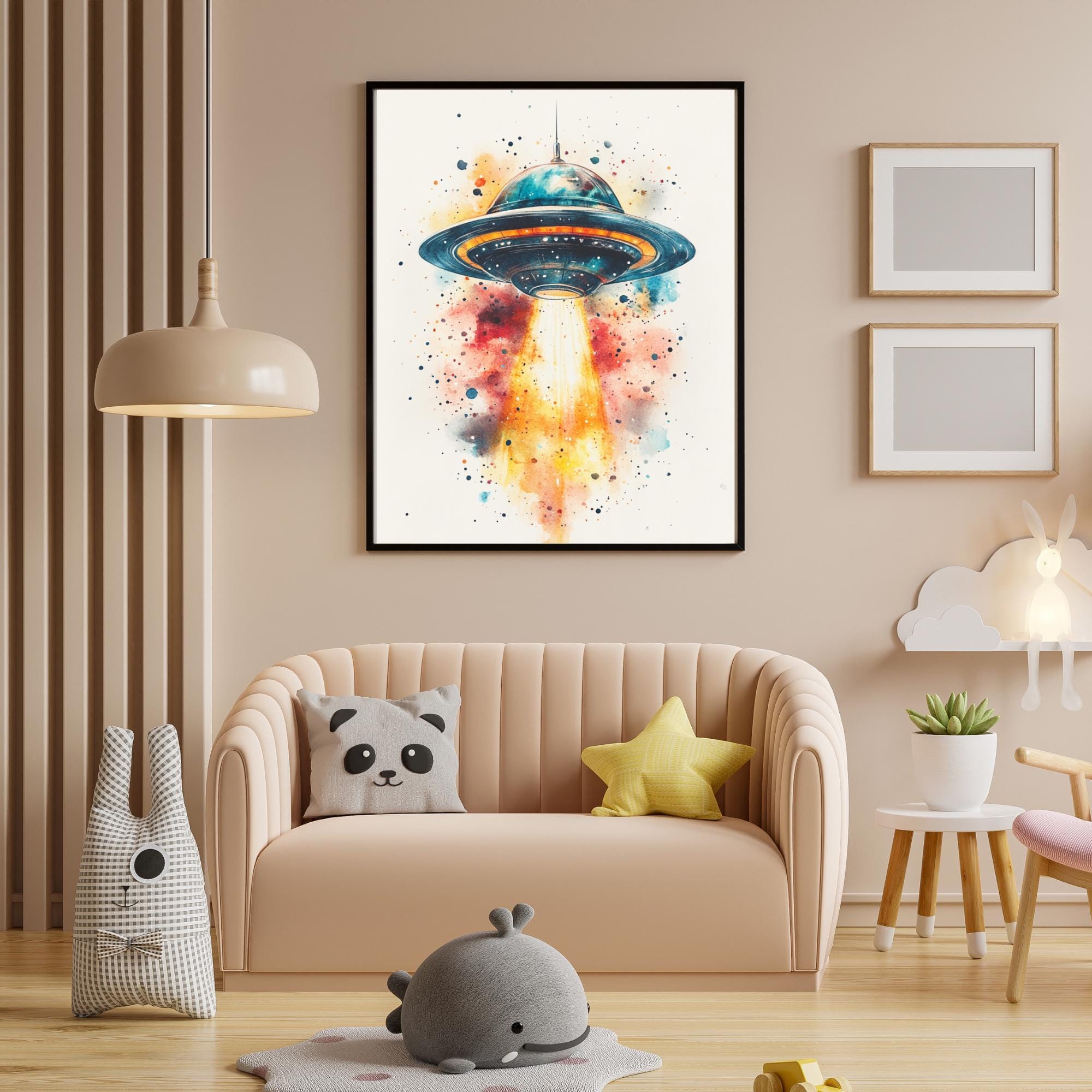 UFO Poster, Kids' Room Poster, Kids' Room Wall Decor, UFO Print, Sci-fi ...