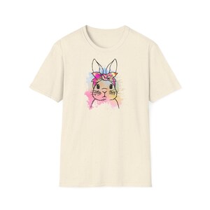 Ostern T-shirt, Hasen T-shirt, Osterhase, Ostern Shirt, Hase mit Schleife T-shirt, Oster Shirt, Osterhase Grafik, T-Shirt mit Ostermotiv Bild 2