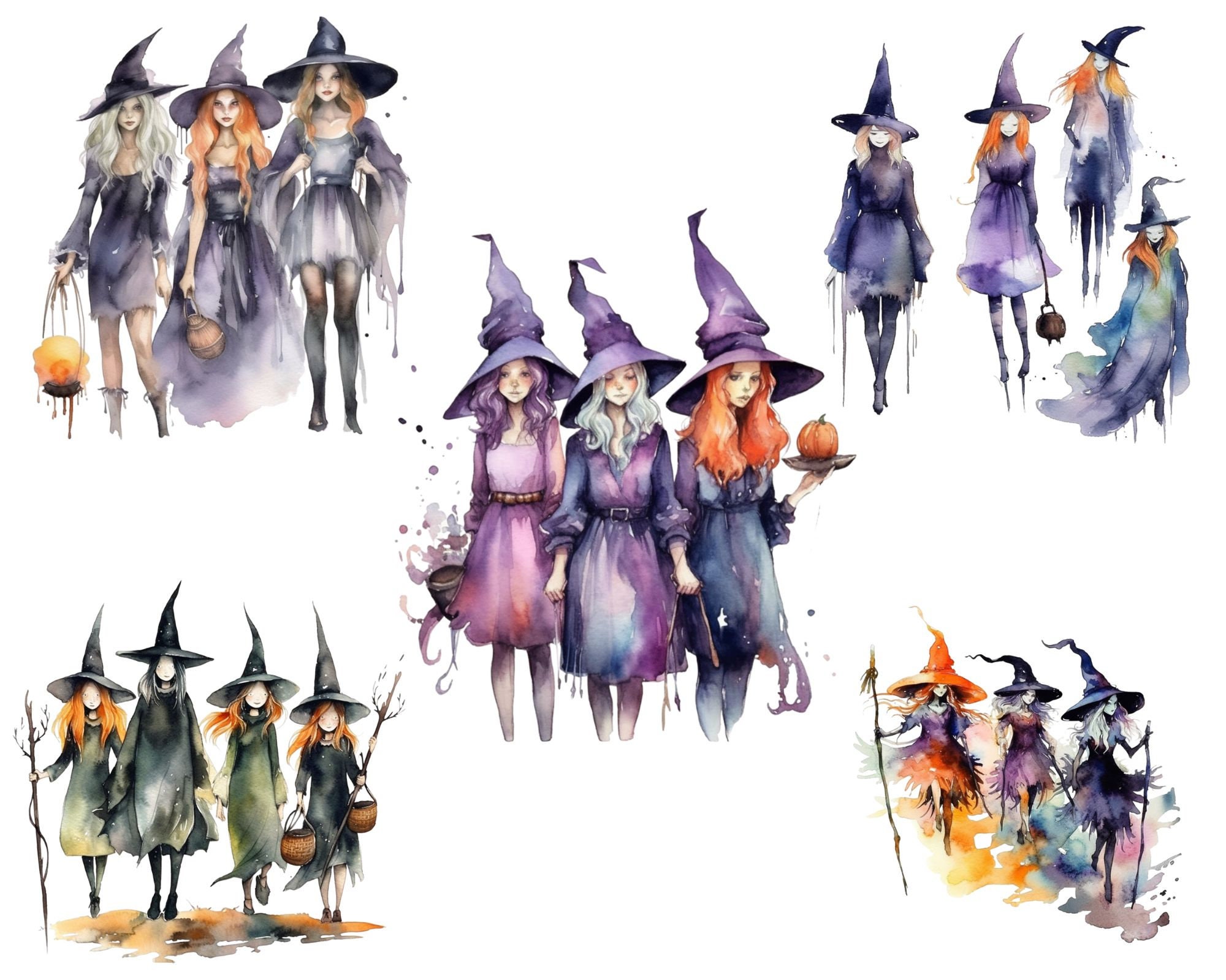 Witch Clipart Halloween Clipart 17 PNG Designs - Etsy