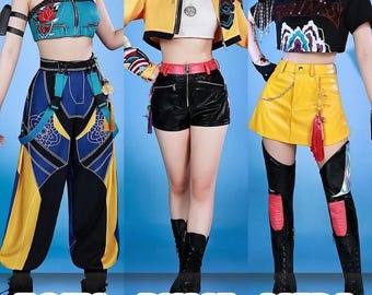 Handmade Kpop Demon Hunters Cosplay Outfit, Mira Rumi Zoey Inspired Fan Costume Set