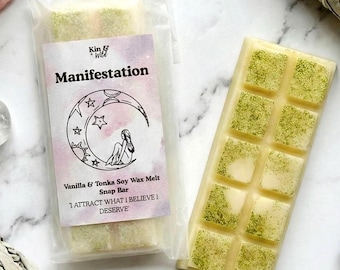 Manifestation Wax Melt Snap Bar, Soy Wax Melts Care Package Yoga Gift Relaxing Gift Manifest Spiritual Self Care