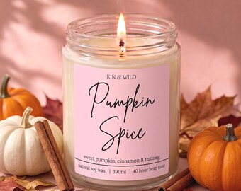 Handmade Pumpkin Spice Candle, Soy Wax Candle Autumn Decor Birthday Gift for her Housewarming
