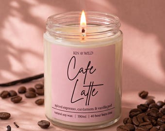 Cafe Latte Soy Wax Candle, Unique Birthday Gift for Her Coffee Table Decor Housewarming Gift Care Package Get Well Soon Cosy Home Decor
