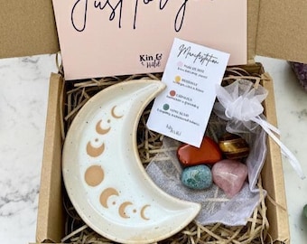 Moon Phases Crystal Gift Set Crystal Hamper Spiritual Gift Box Birthday Gift Moon Phases Decor Spiritual Home Decor Celestial Style