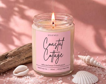 Coastal Cottage Soy Wax Candle, Birthday Gift for her Coastal Decor Fresh Scented Candle New Home Present Get Well Soon Thinking of you