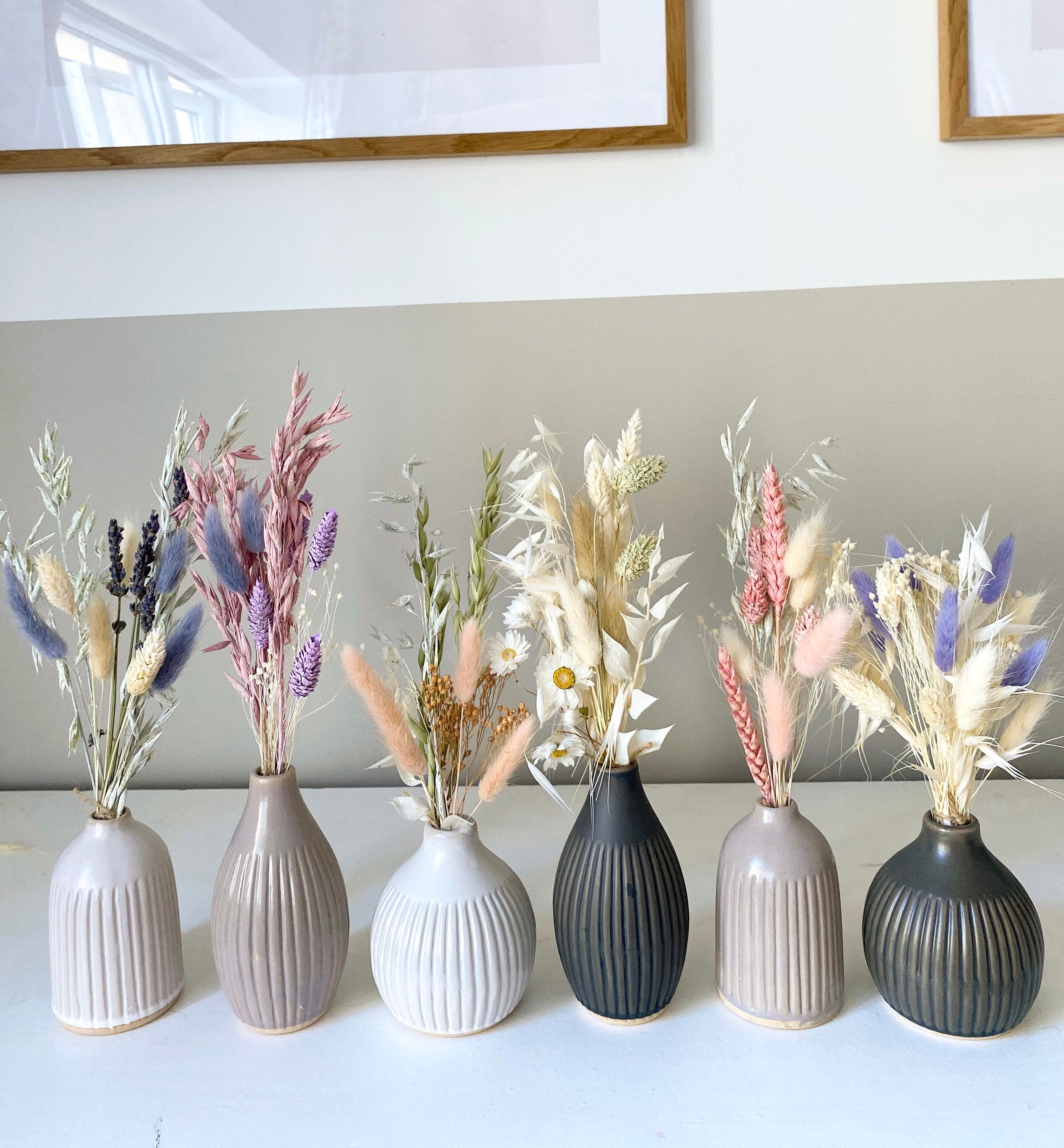 dried flower bud vase arrangement